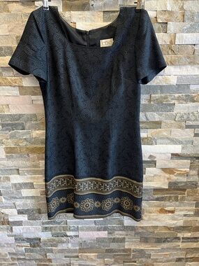 CDC Black Dress with Gold Floral Hem